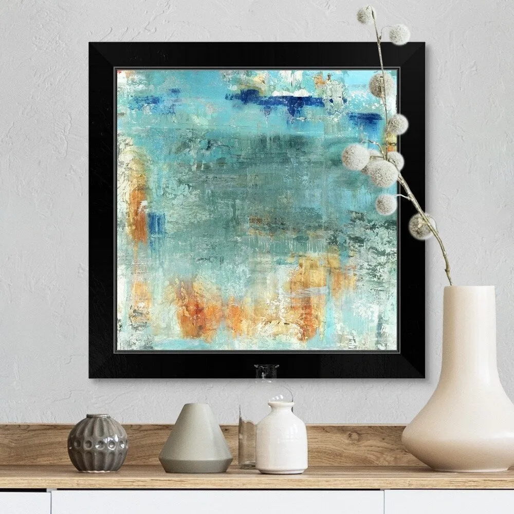 "Burnt Orange And Blue" Black Framed Print