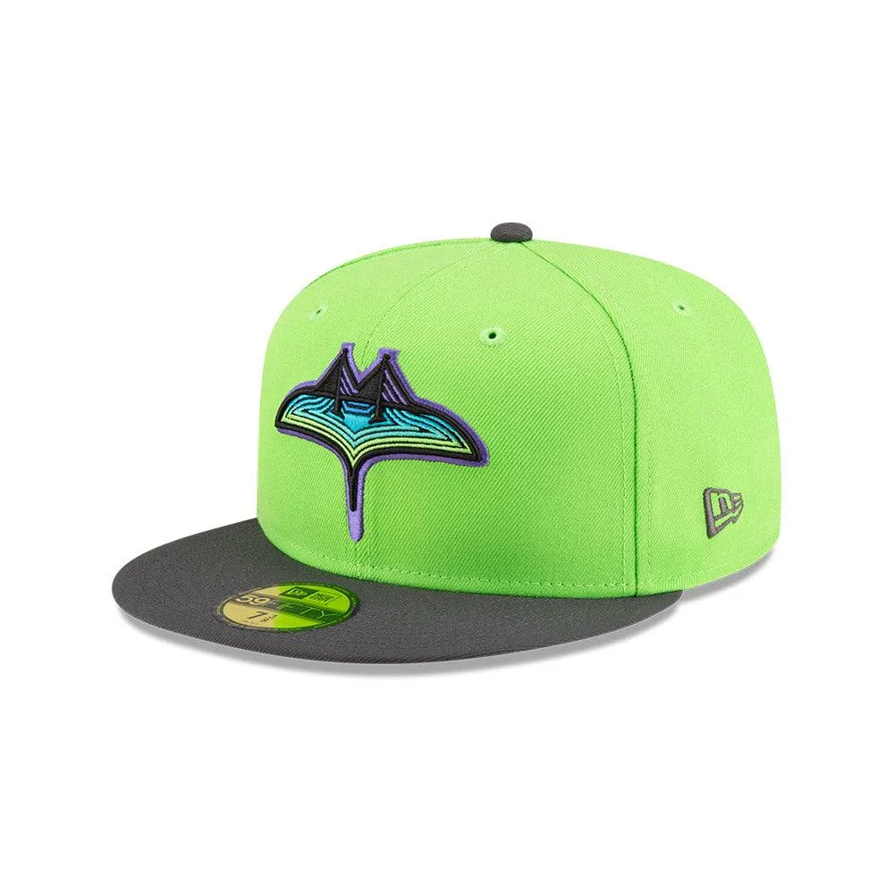 Rays New Era Lime Green Grey Two Tone City Connect Skyway Skate Tampa Bay 59Fifty Fitted Hat