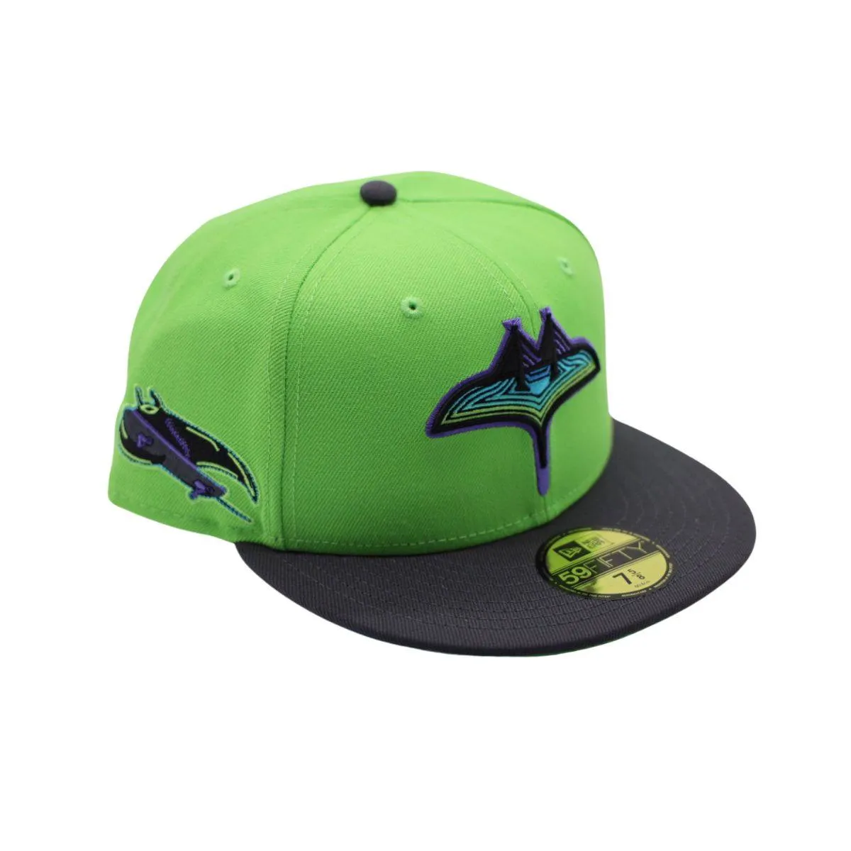 Rays New Era Lime Green Grey Two Tone City Connect Skyway Skate Tampa Bay 59Fifty Fitted Hat