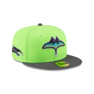 Rays New Era Lime Green Grey Two Tone City Connect Skyway Skate Tampa Bay 59Fifty Fitted Hat