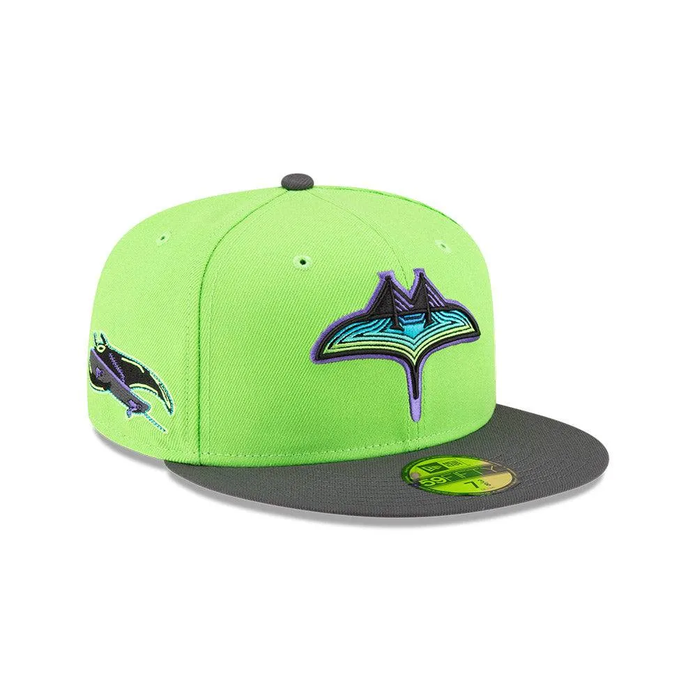 Rays New Era Lime Green Grey Two Tone City Connect Skyway Skate Tampa Bay 59Fifty Fitted Hat