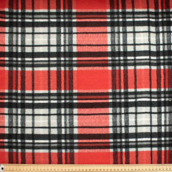 Red Black Plaid Printed Polar Fleece Design 148