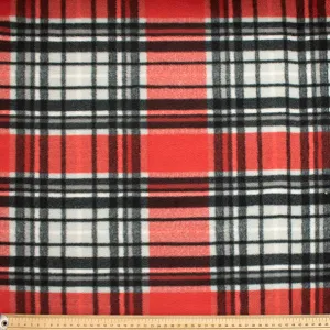 Red Black Plaid Printed Polar Fleece Design 148