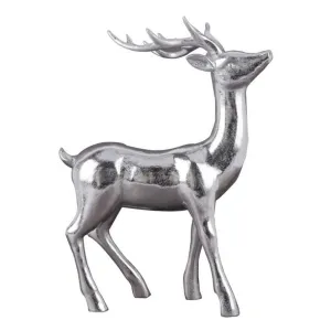 Regency International 12" Resin Sleek Standing Deer, Shiny Silver