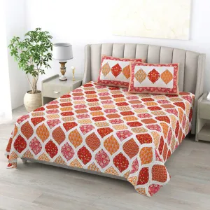 Sapphie Ethnic Bedsheet - Red & Orange