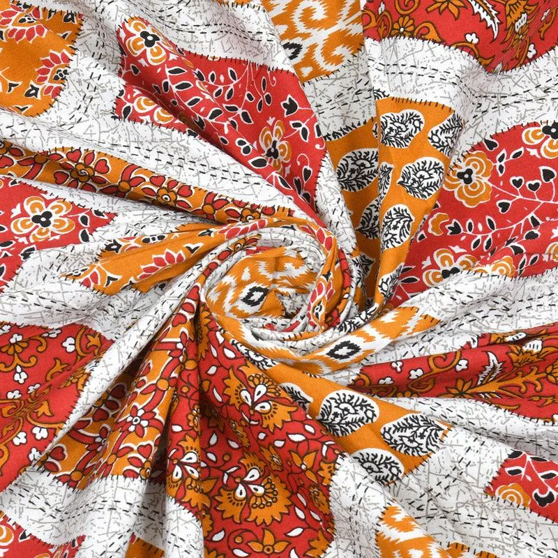 Sapphie Ethnic Bedsheet - Red & Orange