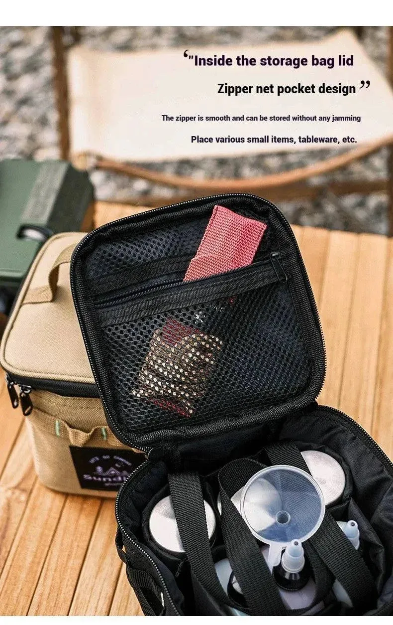 SUNDICK Outdoor Camping Seasoning Storage Bag Black Khaki Color Comes With Seasoning Bottle