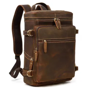 Vintage Leather Backpack Shoulder Bag 14" Laptop Travel...