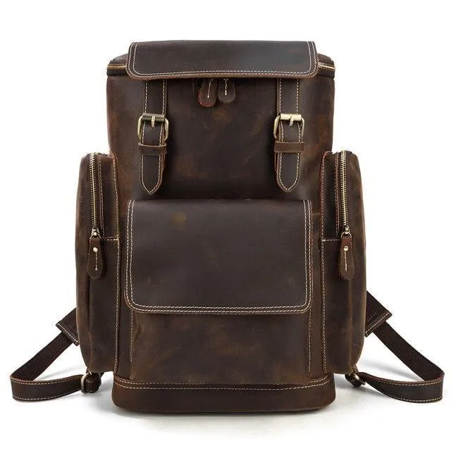 Vintage Leather Backpack Shoulder Bag 14" Laptop Travel...