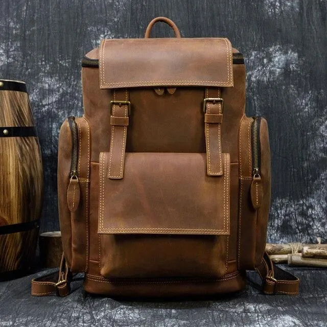 Vintage Leather Backpack Shoulder Bag 14" Laptop Travel...
